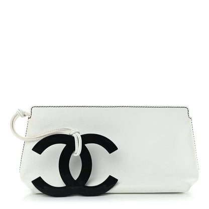Chanel Caviar Resin CC Zip Clutch White 1 of 8