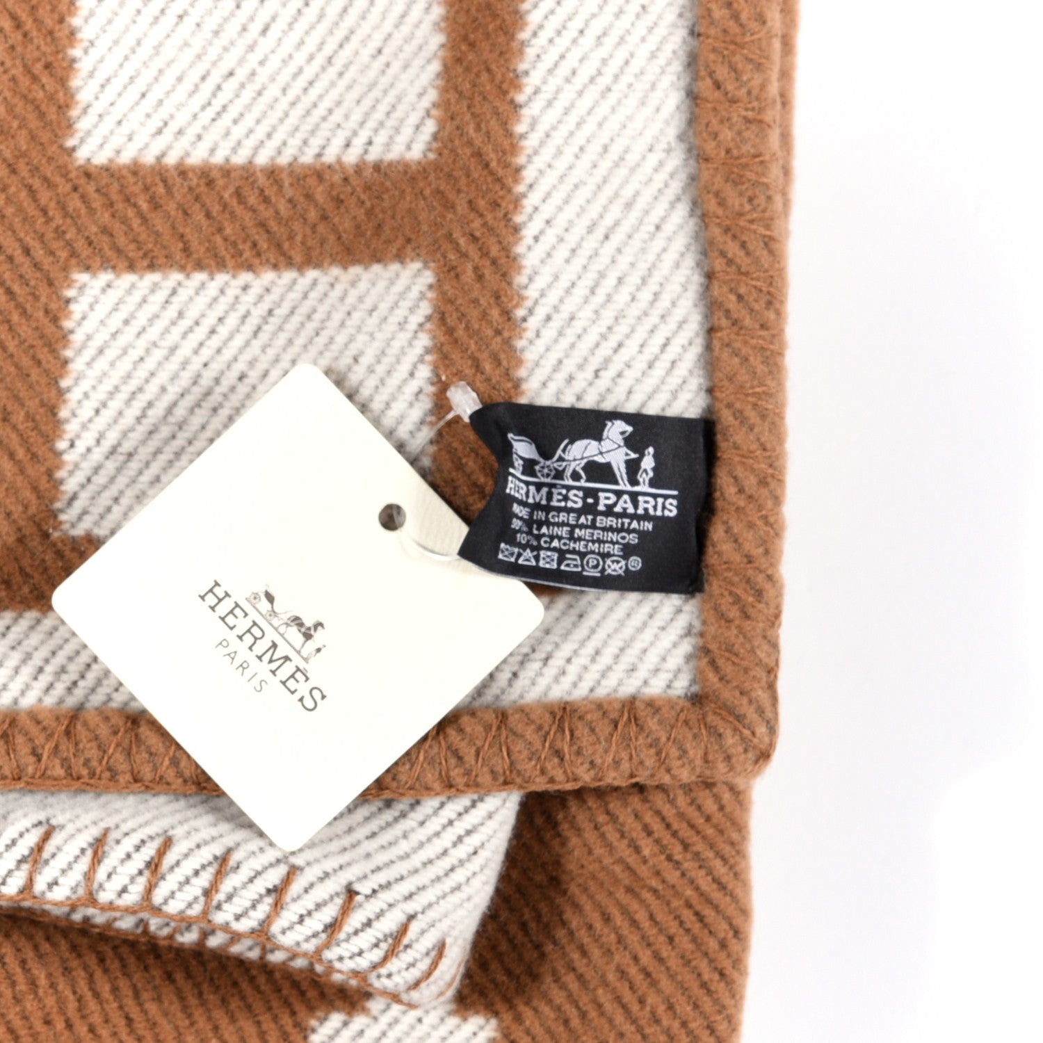 Hermes Wool Cashmere Avalon Blanket Ecru Camel 3 of 3