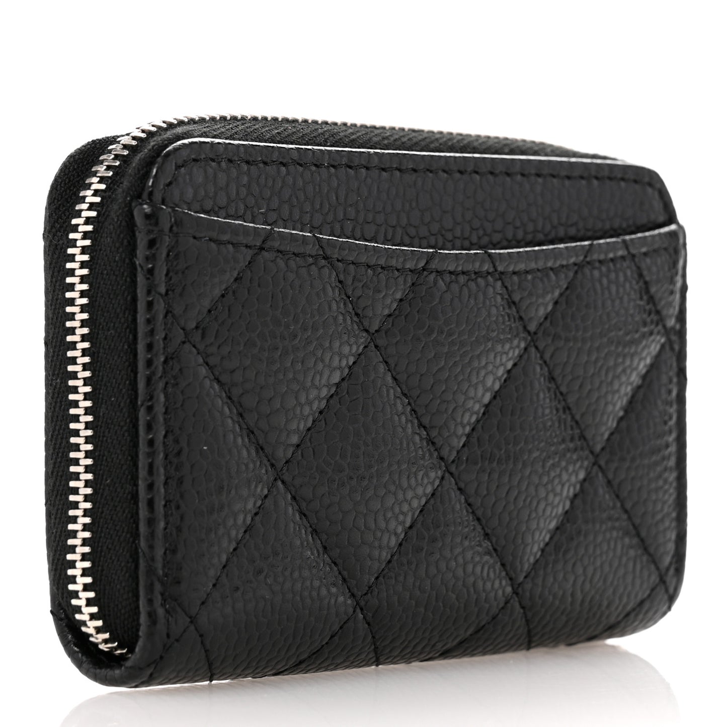Caviar Quilted Classic Zipped Coin Purse Black
