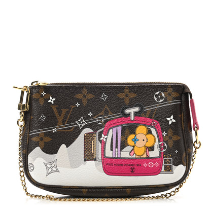 Louis Vuitton Monogram 2019 Christmas Animation Mini Courchevel Pochette Accessories Fuchsia 1 of 7