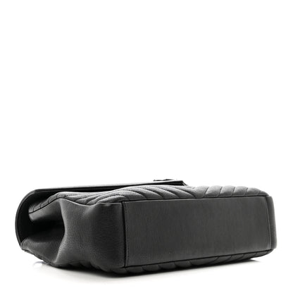 Saint Laurent Sheepskin Matelasse Chevron Monogram Monochrome Large College Satchel Black 4 of 10