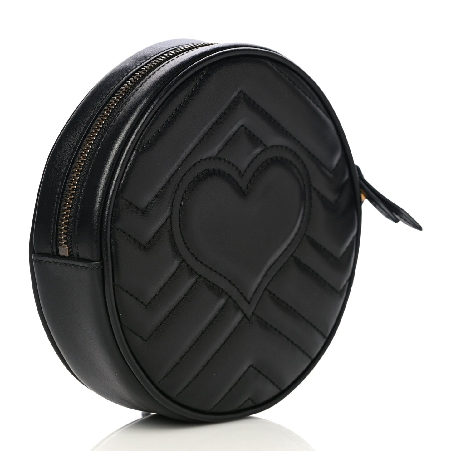 Calfskin Matelasse GG Marmont Round Wrist Wallet Black