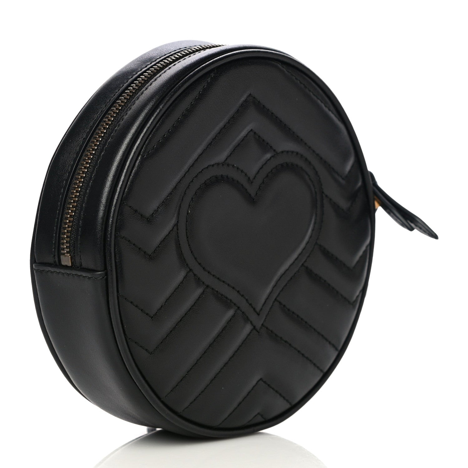 Gucci Calfskin Matelasse GG Marmont Round Wrist Wallet Black 3 of 10