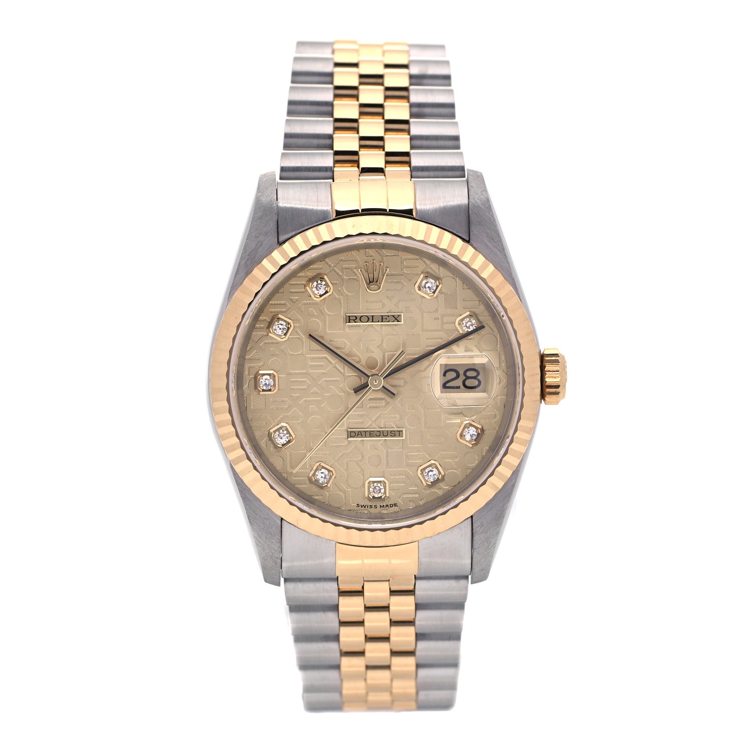Rolex Stainless Steel 18K Yellow Gold Diamond 36mm Oyster Perpetual Datejust Watch Champagne 16233 1 of 6