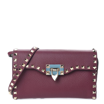Valentino Garavani Pebbled Calfskin Medium Rockstud Flip Lock Crossbody Bag Vinaccia 1 of 10