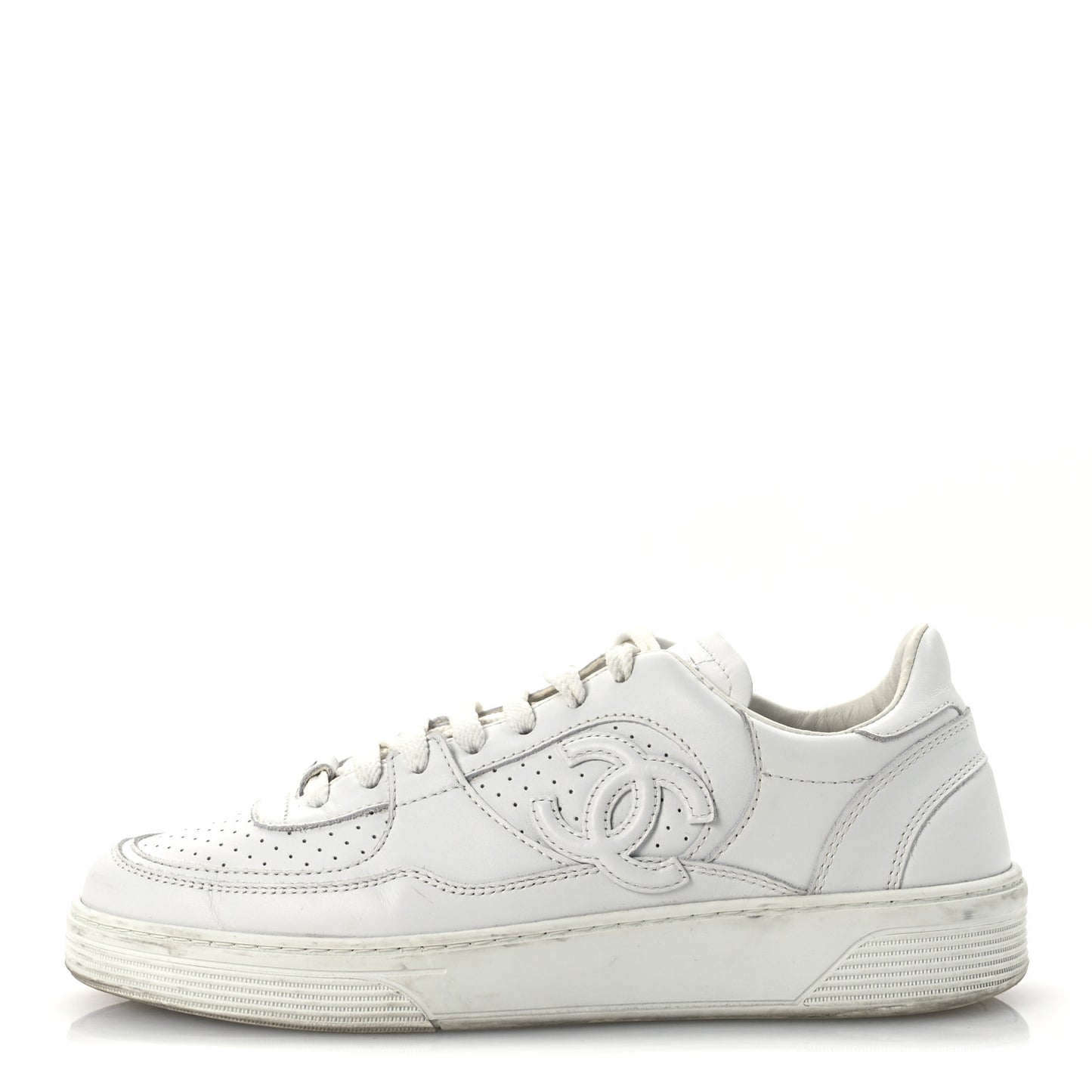 Calfskin Womens CC Sneakers 39.5 White