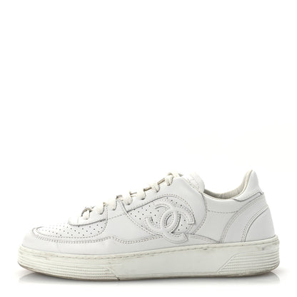 Chanel Calfskin Womens CC Sneakers 39.5 White 1 of 16