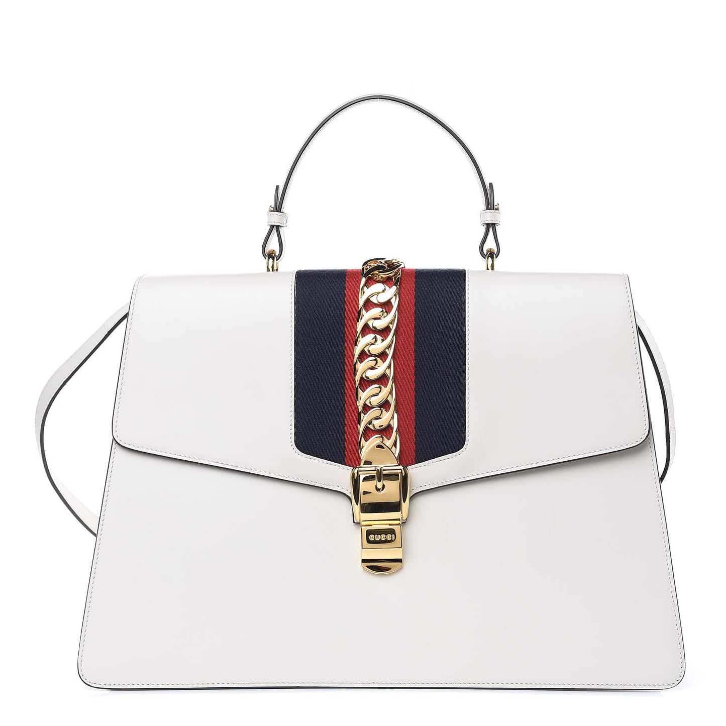 Calfskin Maxi Sylvie Top Handle Bag White