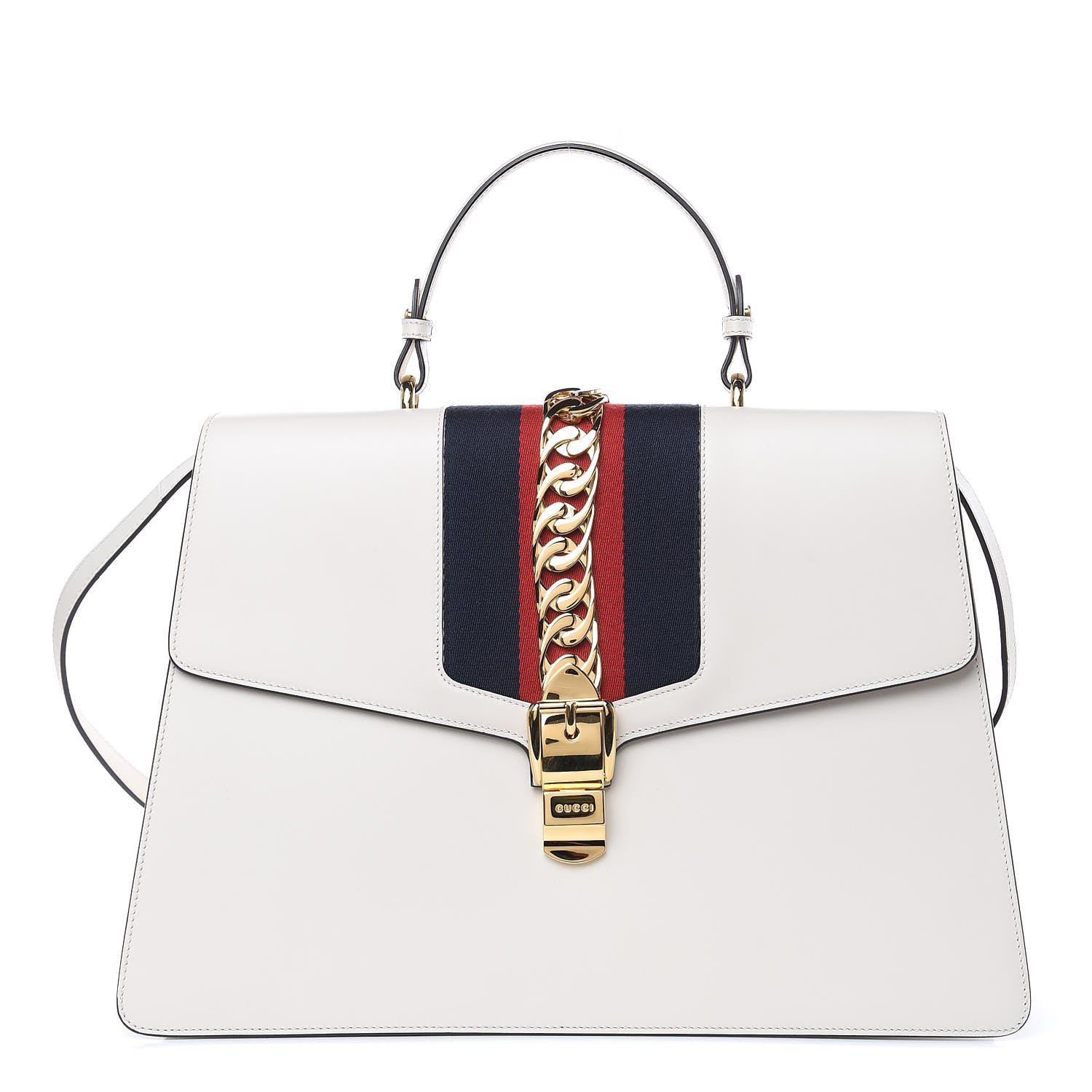 Gucci Calfskin Maxi Sylvie Top Handle Bag White 1 of 9