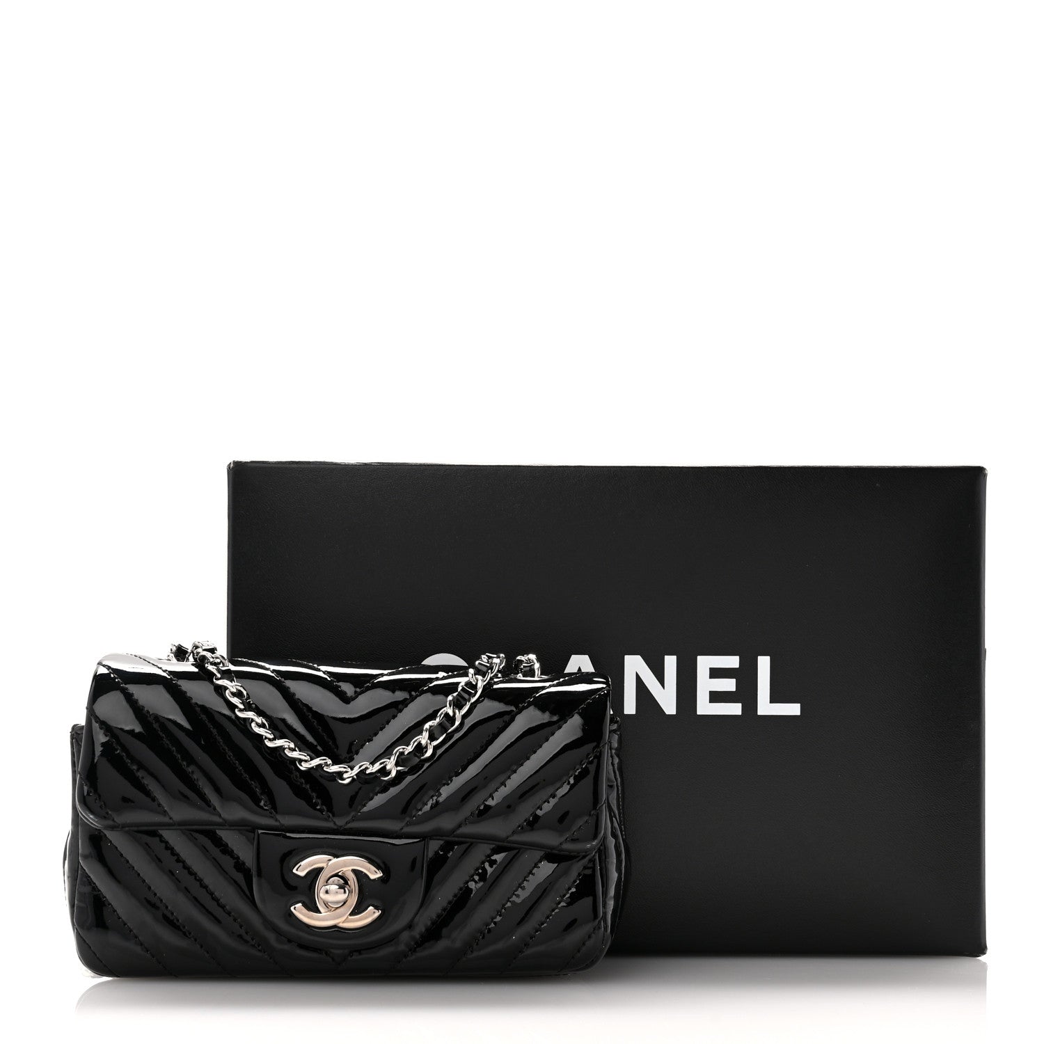 Chanel Patent Calfskin Chevron Quilted Extra Mini Flap Black 11 of 11