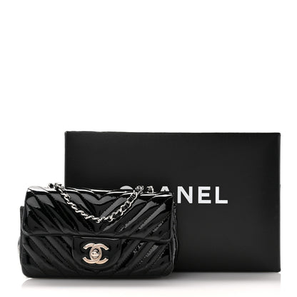 Chanel Patent Calfskin Chevron Quilted Extra Mini Flap Black 11 of 11