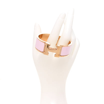Hermes Enamel Wide Clic Clac H Bracelet PM Rose Dragee 2 of 5