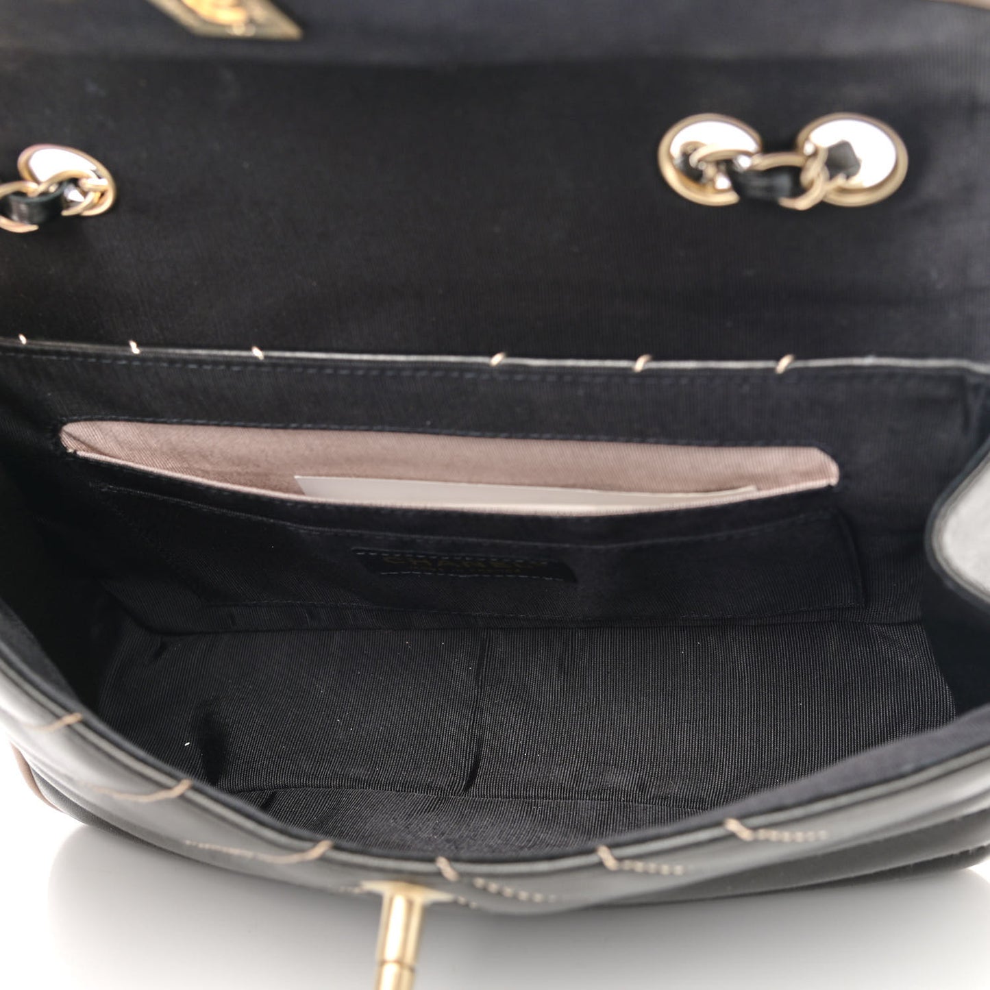 Lambskin Chevron Small Single Flap Bag Black Beige