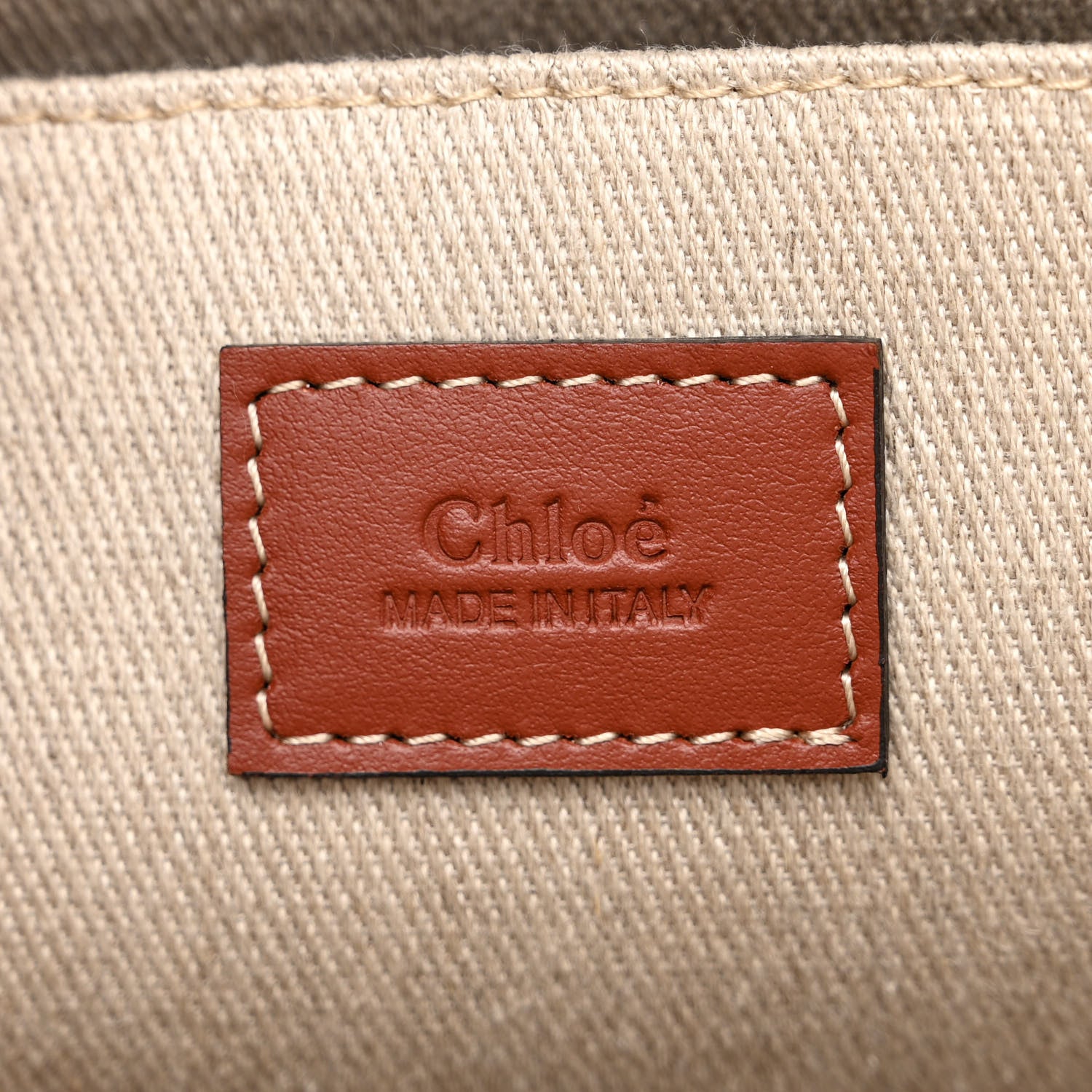 Chloe Linen Calfskin Medium Woody Ribbon Tote White Brown 6 of 11