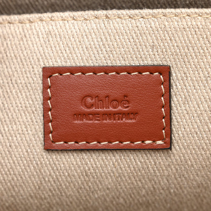 Chloe Linen Calfskin Medium Woody Ribbon Tote White Brown 6 of 11