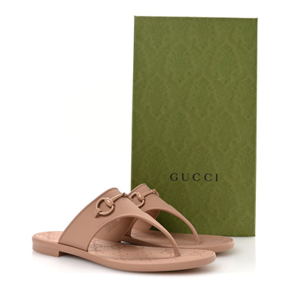 Gucci Rubber Womens Horsebit Thong Sandals 40 Vintage Camel 9 of 9