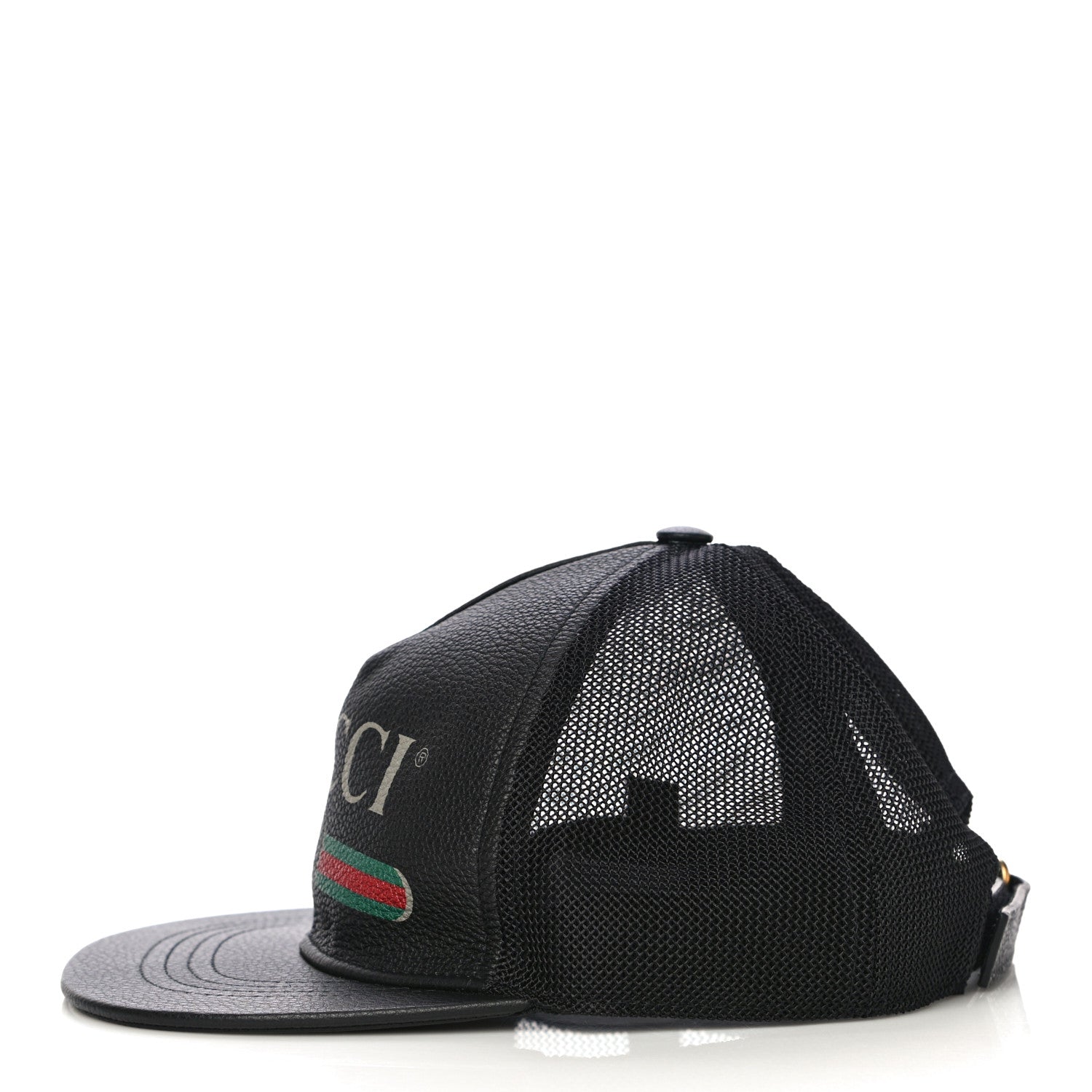 Gucci Grained Calfskin Logo Baseball Hat M 58 Black 2 of 7
