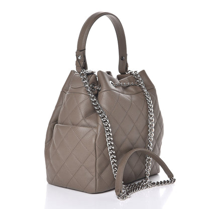 Chanel Grained Calfskin Quilted Medium Chain Bucket Bag Khaki 3 of 7