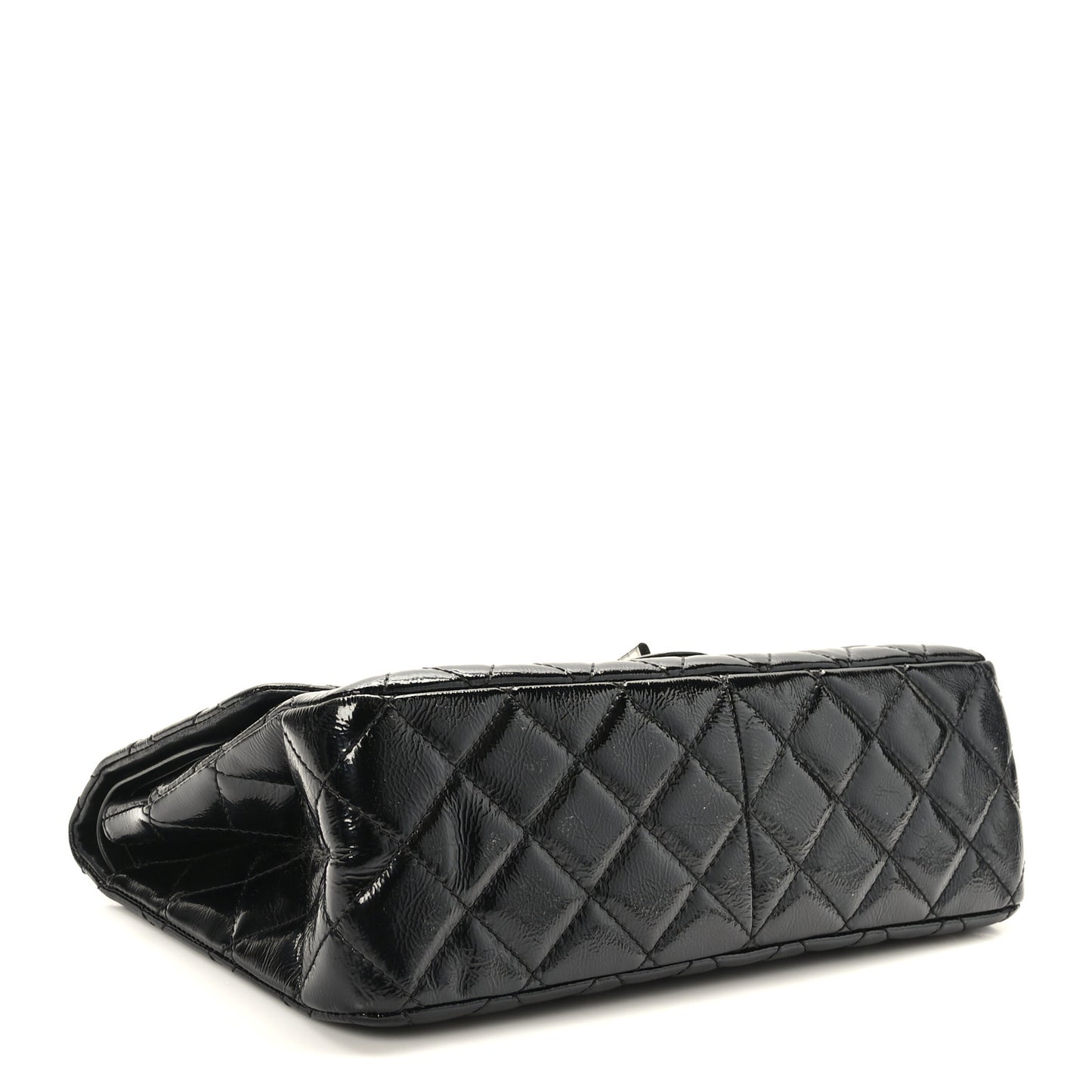 Distressed Patent Quilted 2.55 Reissue Flap 227 Black