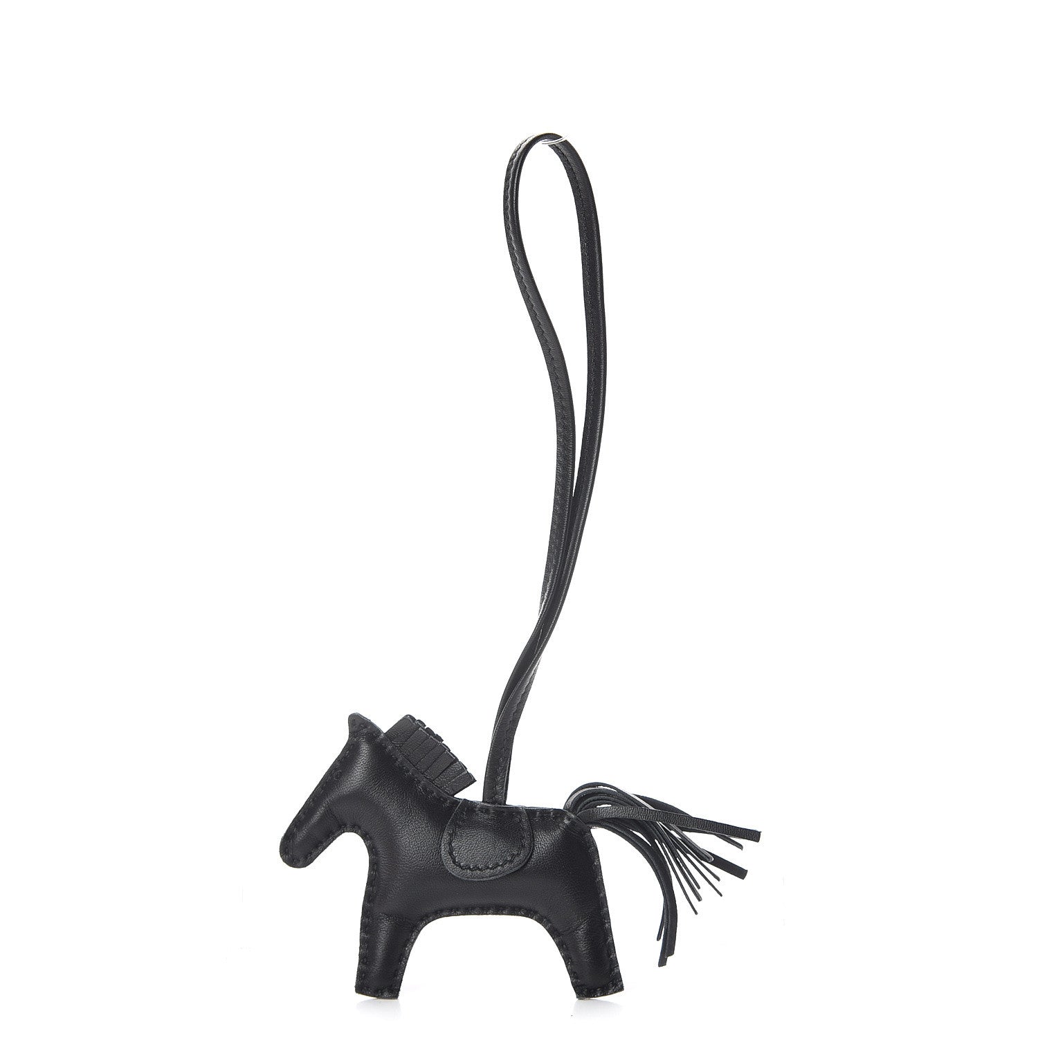 Hermes Milo Lambskin Grigri Rodeo Horse Bag Charm PM So Black 2 of 5