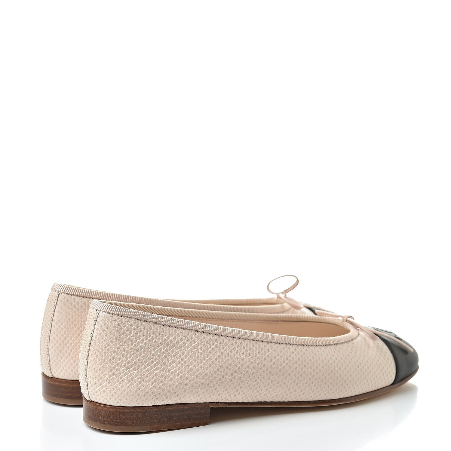 Chanel Lambskin Perforated Cap Toe Ballerina Flats 36 Beige Black 4 of 10