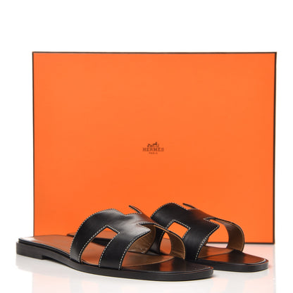 Hermes Box Calfskin Oran Sandals 40.5 Black 8 of 8