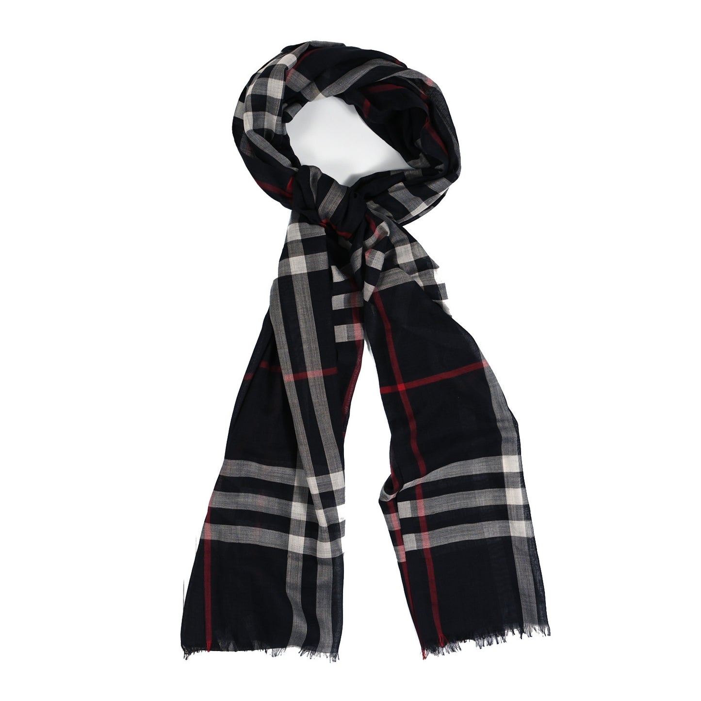 Linen Classic Check Check Lightweight Scarf Black