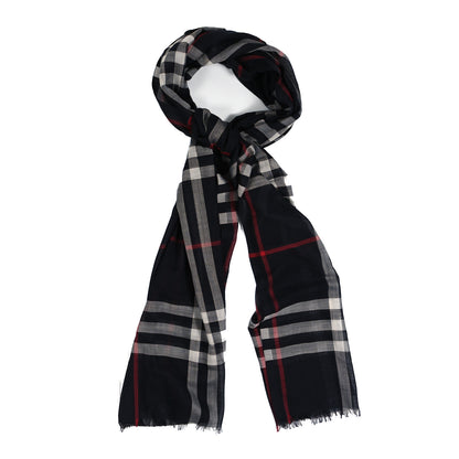Burberry Linen Classic Check Check Lightweight Scarf Black 1 of 4