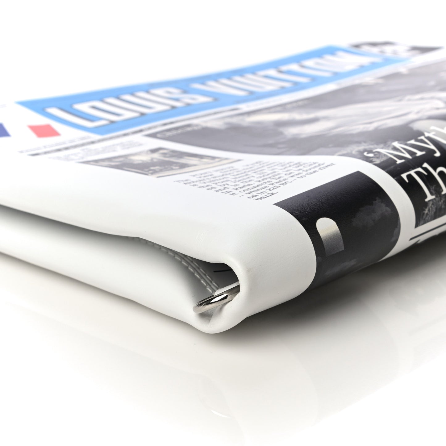 Calfskin Newspaper Print Pouch