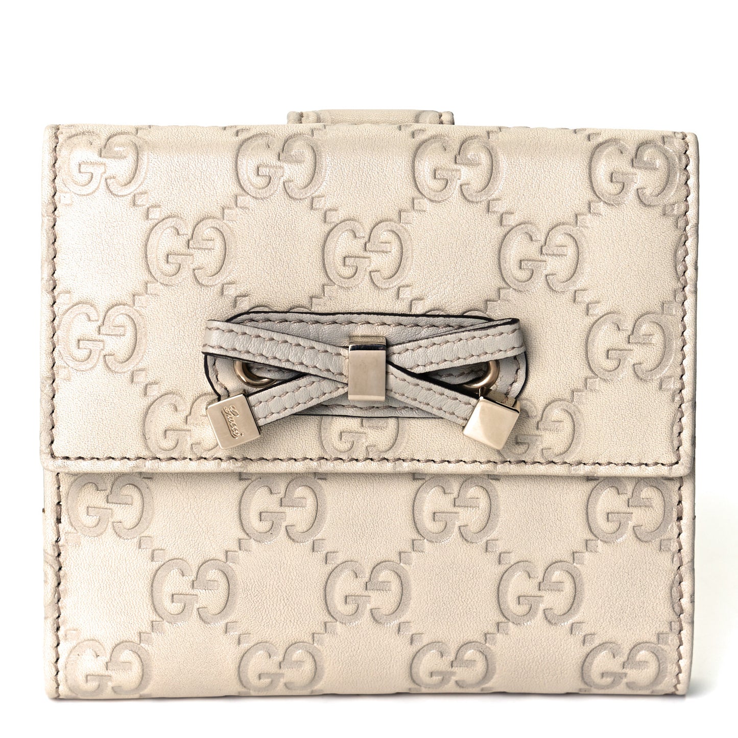 Guccissima Princy French Flap Wallet Off White