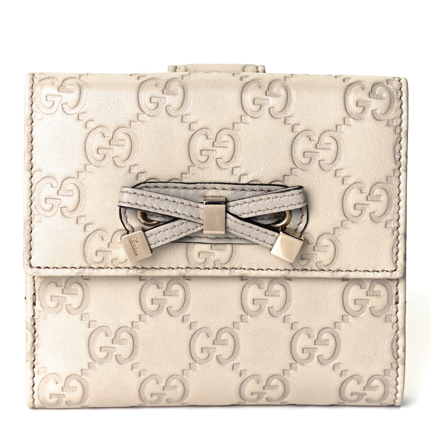 Gucci Guccissima Princy French Flap Wallet Off White 1 of 12