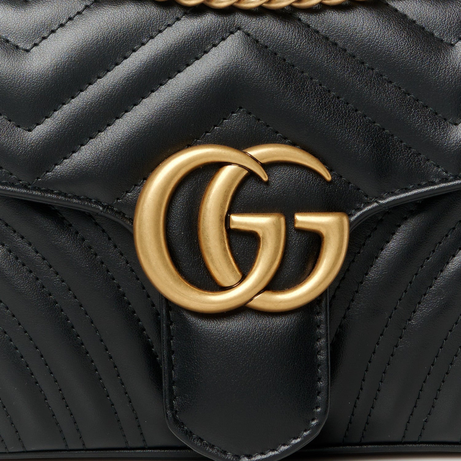 Gucci Calfskin Matelasse Small GG Marmont Shoulder Bag Black 9 of 11