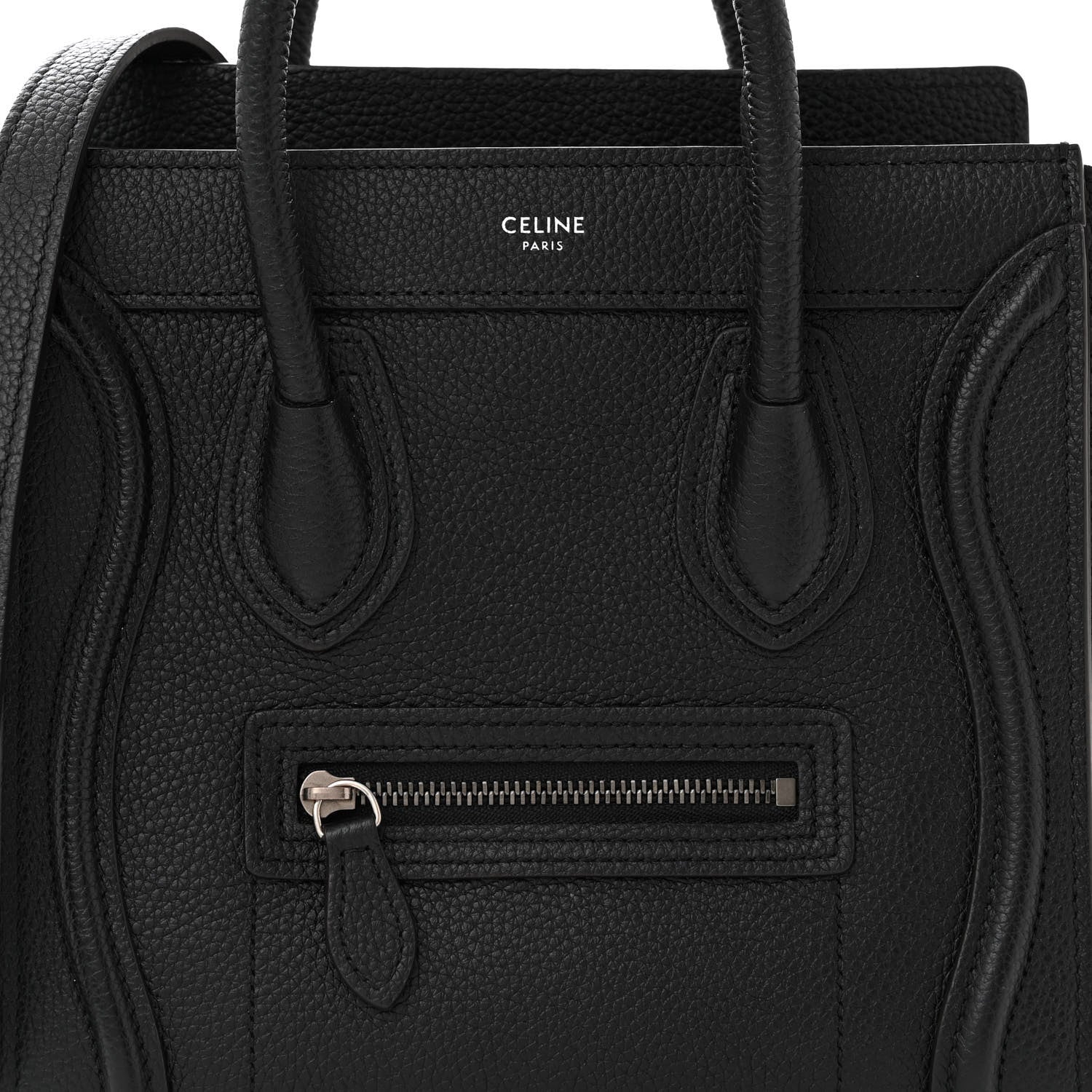 Celine Drummed Calfskin Nano Luggage Black 8 of 10