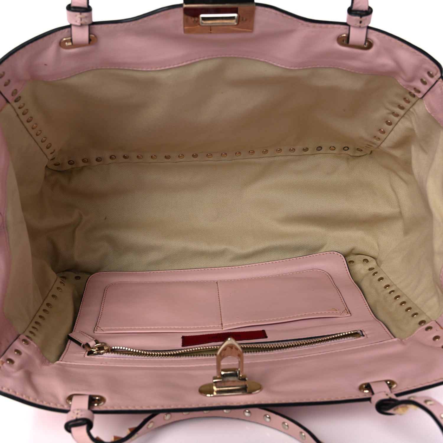 Valentino Garavani Vitello Medium Rockstud Tote Water Rose 5 of 13