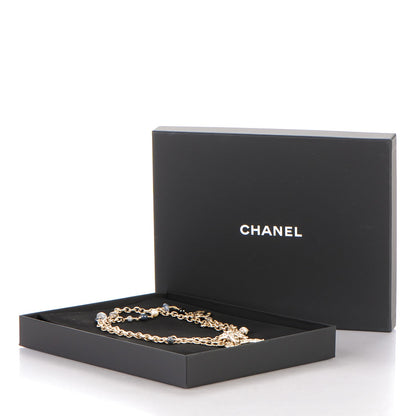 Chanel Pearl Crystal Bead CC Long Necklace Gold Grey Multicolor 7 of 7