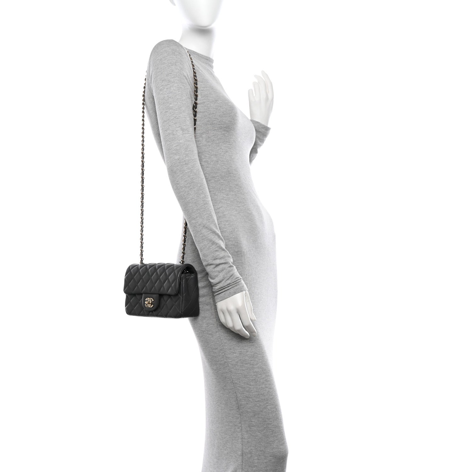 Chanel Lambskin Quilted Mini Rectangular Flap Dark Grey 2 of 11