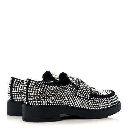 Prada Satin Crystal Metal Triangle Logo Mens Loafers 7 Crystal 4 of 7