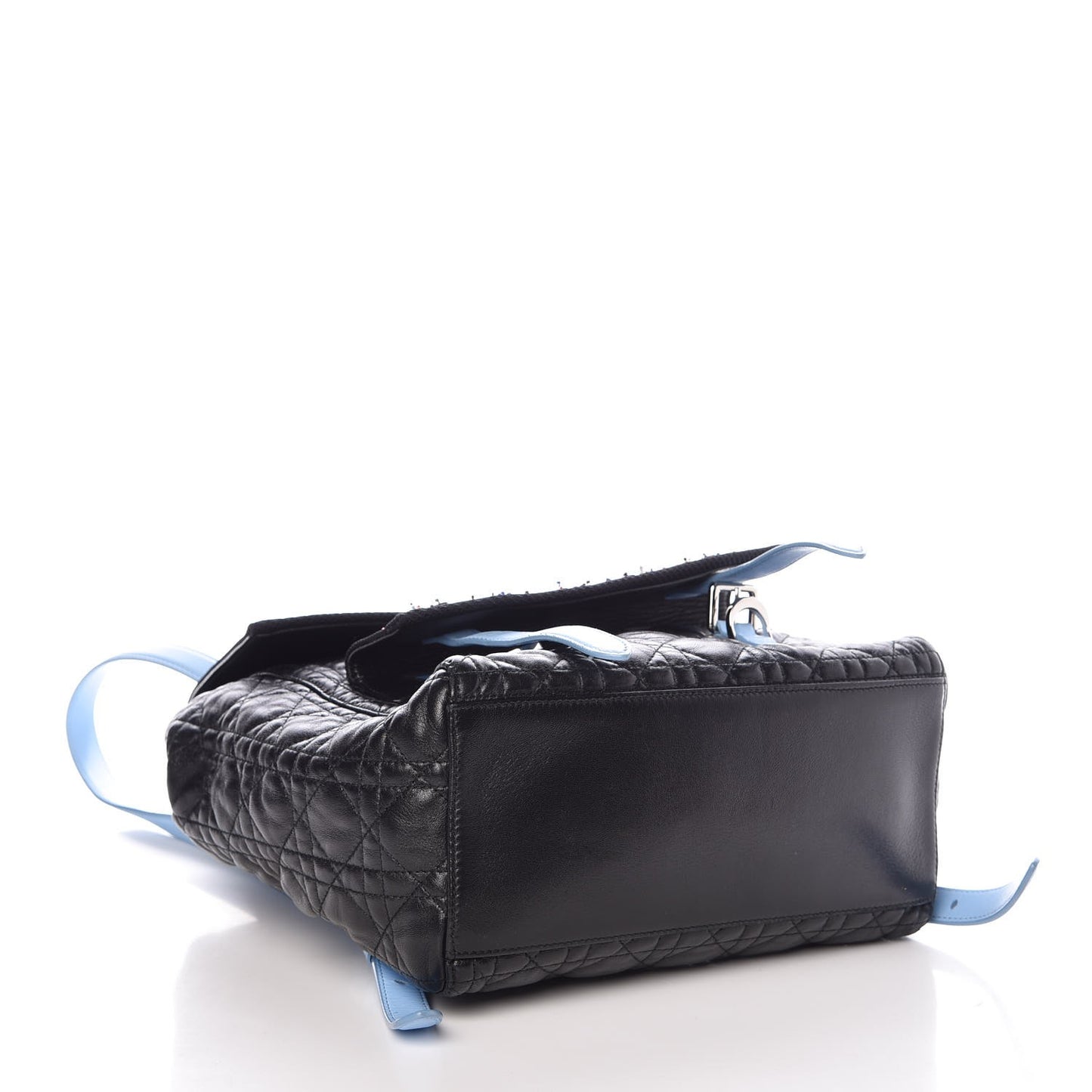 Lambskin Cannage Embellished Small Stardust Backpack Light Blue Black