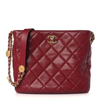 Chanel Caviar Quilted Twist Your Buttons Hobo Burgundy 1 of 9