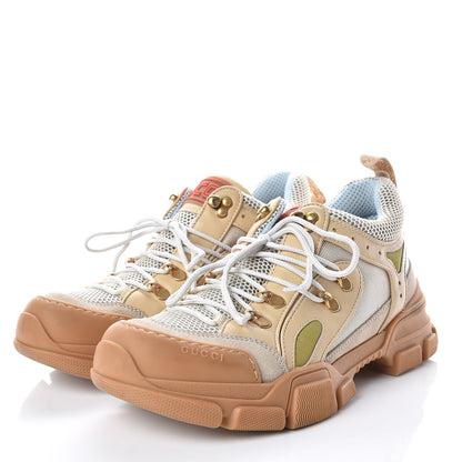 Gucci X SEGA Mesh Canvas Calfskin Removable Crystals Flashtrek Sneakers 41 Mystic White Oatmeal Sand Storm 3 of 9