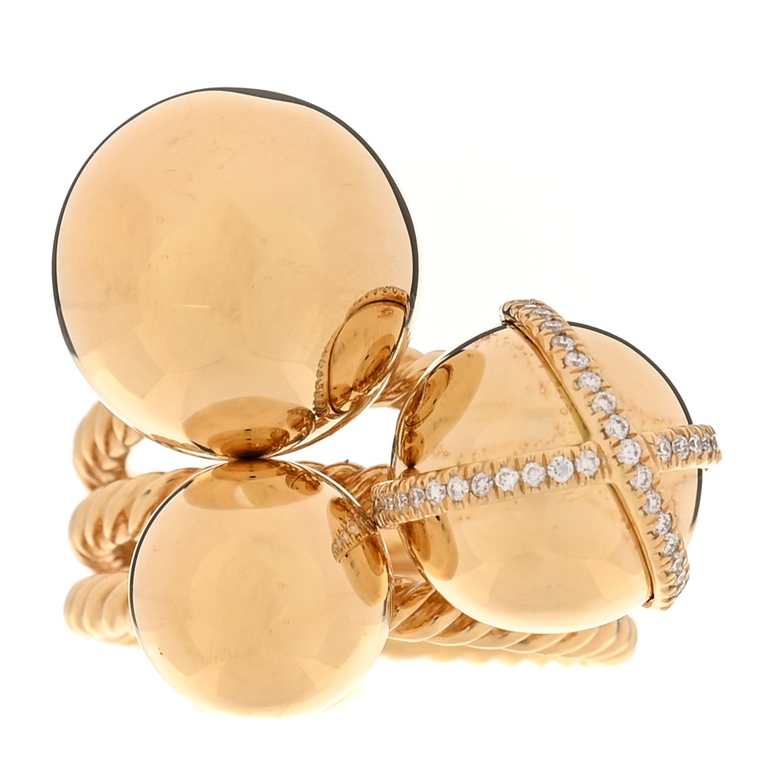 David Yurman 18K Yellow Gold Diamond Solari Cluster Ring 54 6.75 1 of 5