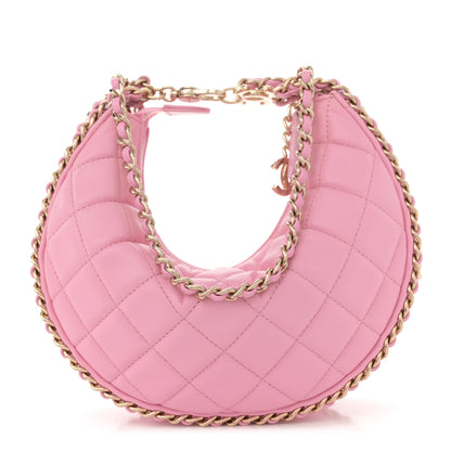 Chanel Lambskin Quilted Small Hobo Bag Pink 1 of 11