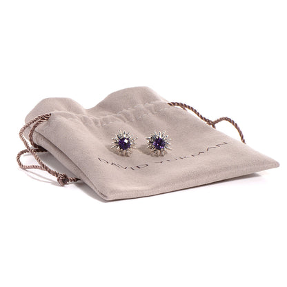 David Yurman Sterling Silver Amethyst 5mm Starburst Stud Earrings 6 of 6