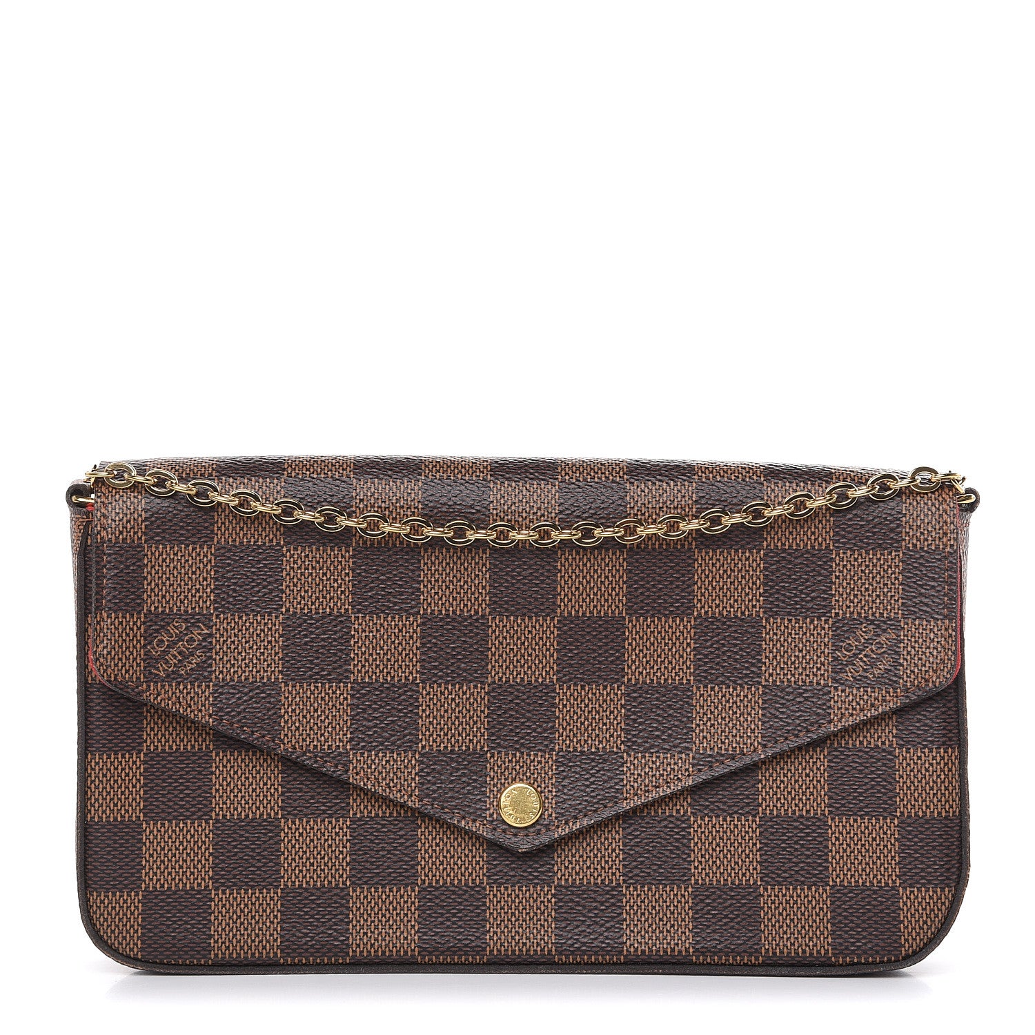 Louis Vuitton Damier Ebene Pochette Felicie Chain Wallet 1 of 11