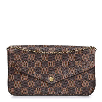 Louis Vuitton Damier Ebene Pochette Felicie Chain Wallet 1 of 11