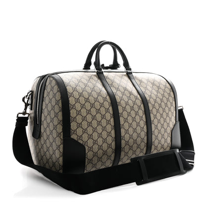 Gucci GG Supreme Monogram Selleria Calfskin Medium Duffle Beige Ebony Black 2 of 9