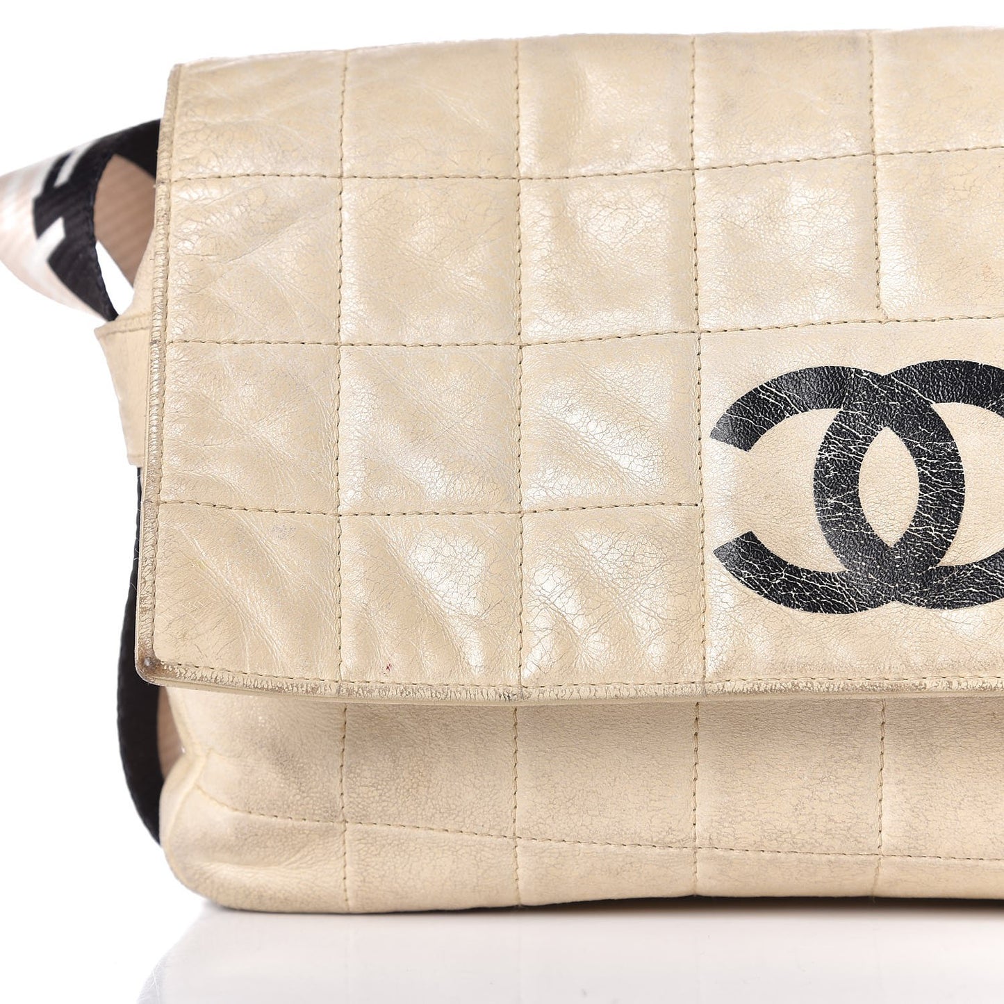 Lambskin Sport Flap Bag Beige Black