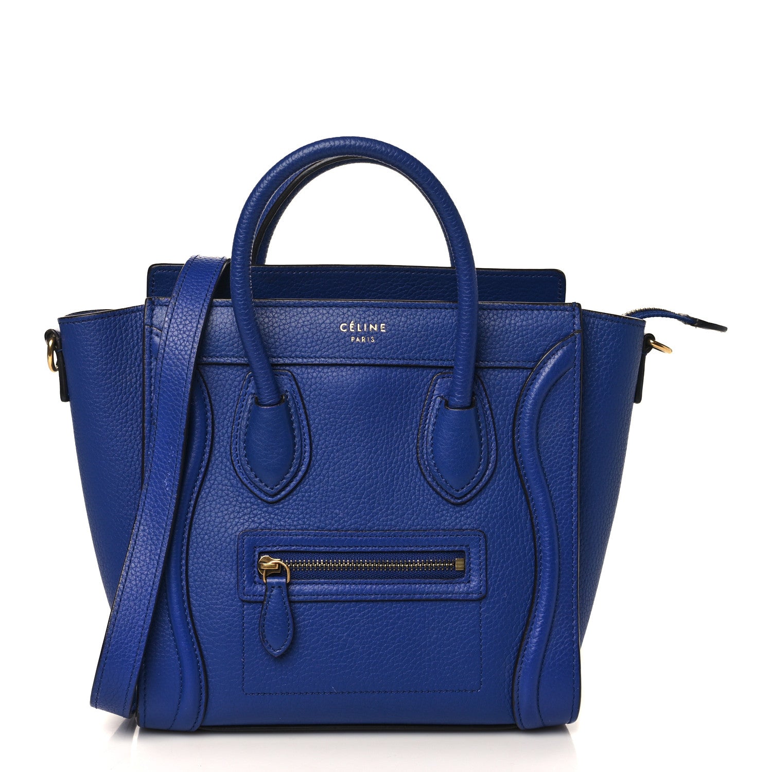 Celine Drummed Calfskin Nano Luggage Indigo 1 of 8