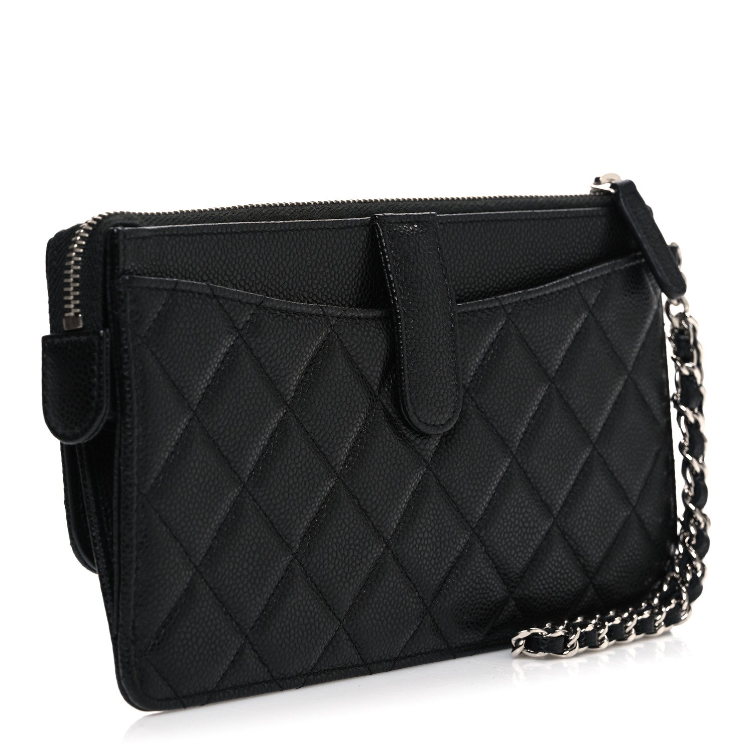 Chanel Caviar Quilted Classic Pouch With Handle Black 3 of 8