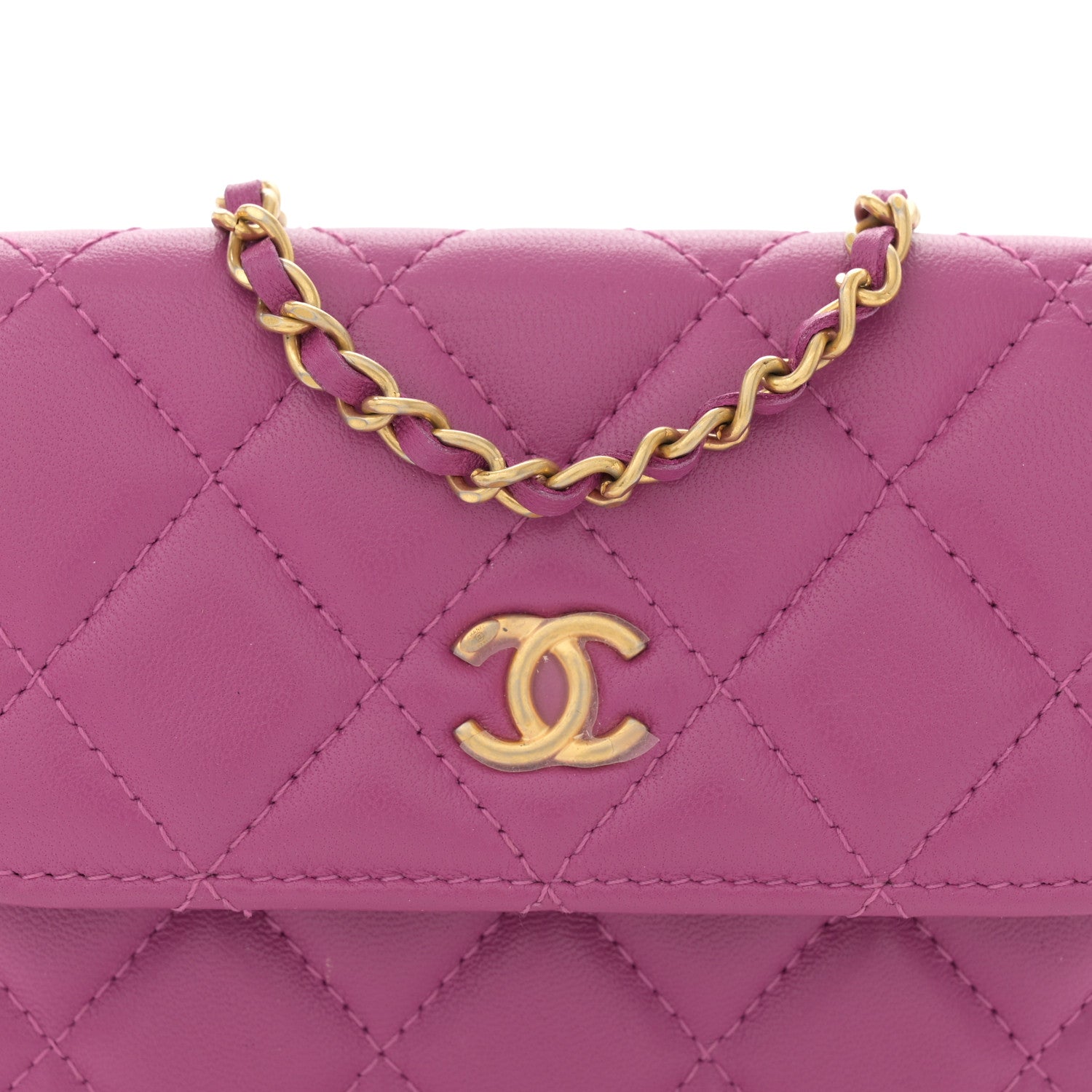 Chanel Lambskin Quilted Pearl Crush Clutch With Chain Purple 9 of 12